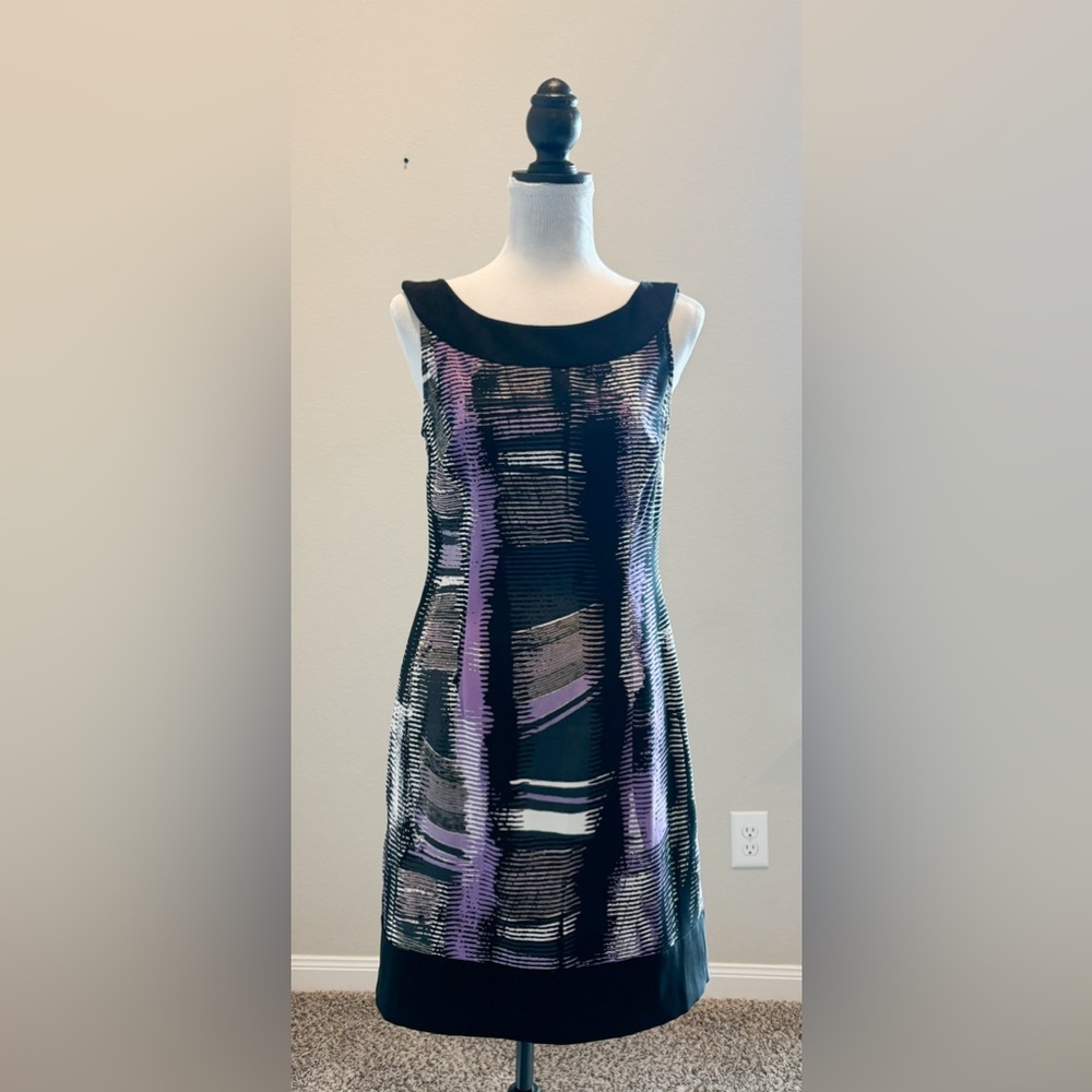 Connected Apparel Women’s Black Round Neck Sleeveless Knee Length Dress